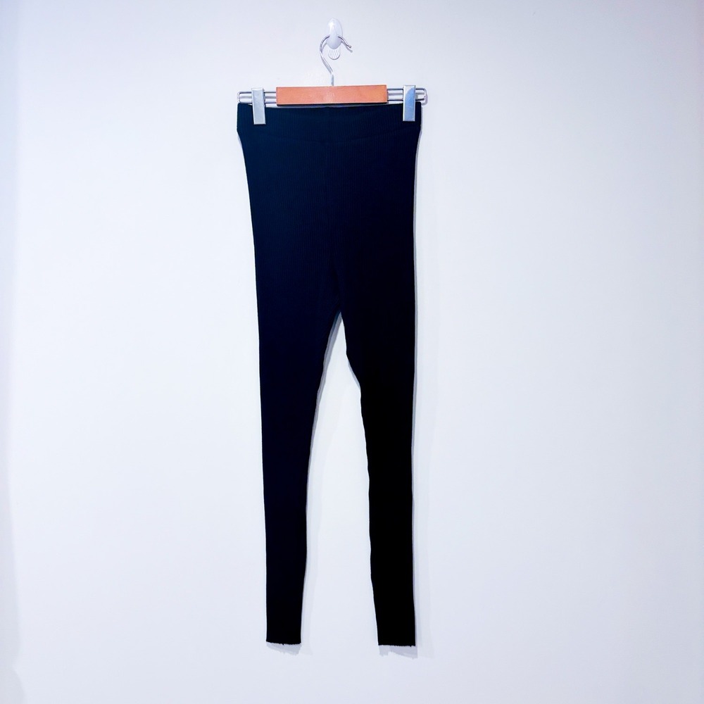 H&M Black Ribbed Leggings | Stretch High Rise Basic | Small - Picture 1 of 7